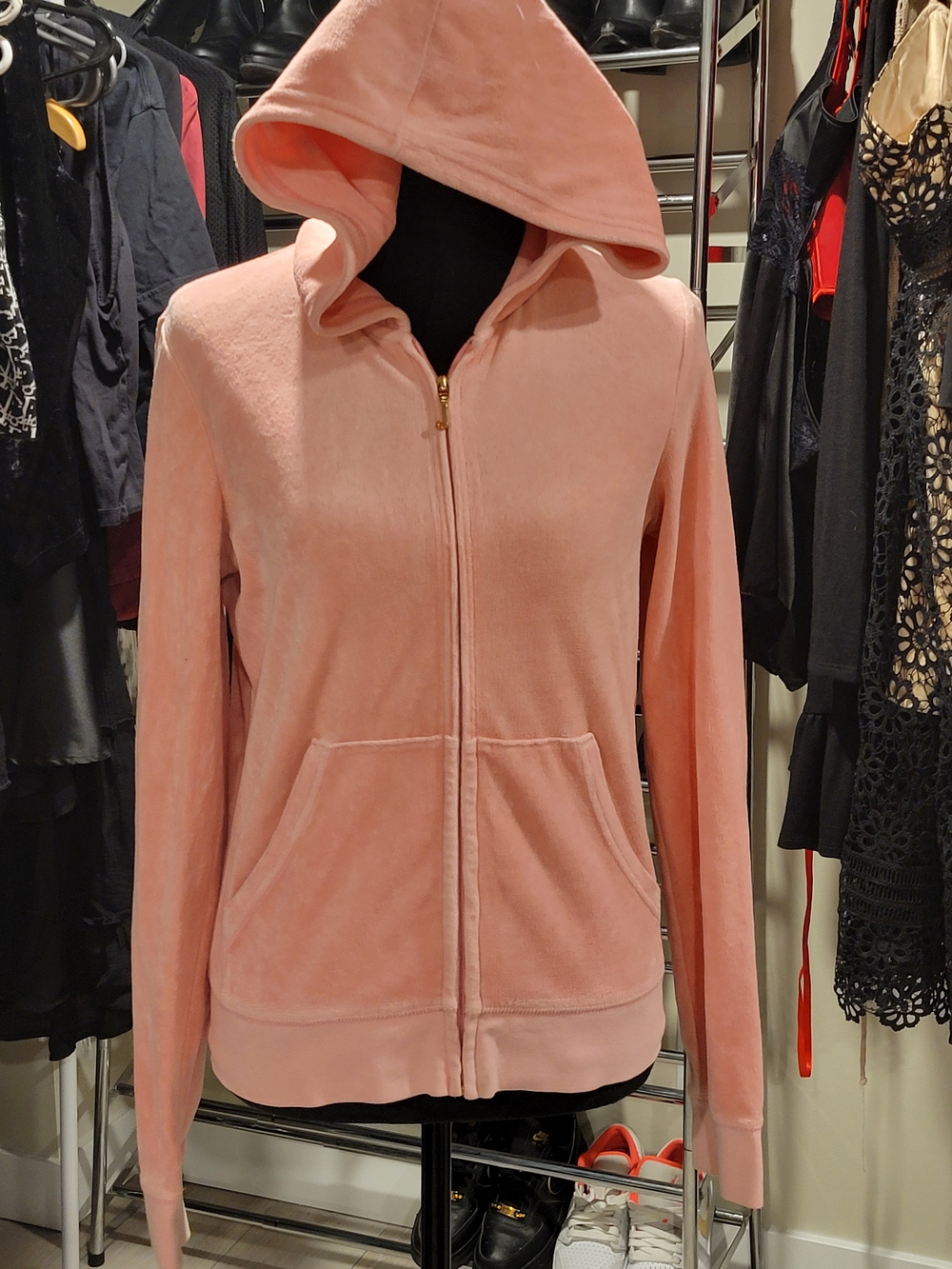 Juicy Couture Plush Zip-Up Hoodie in Blush Pink